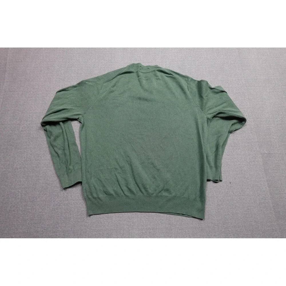 Polo Ralph Lauren Sweater Mens XL Green Pima Cotton V Neck Pony Logo Lightweight